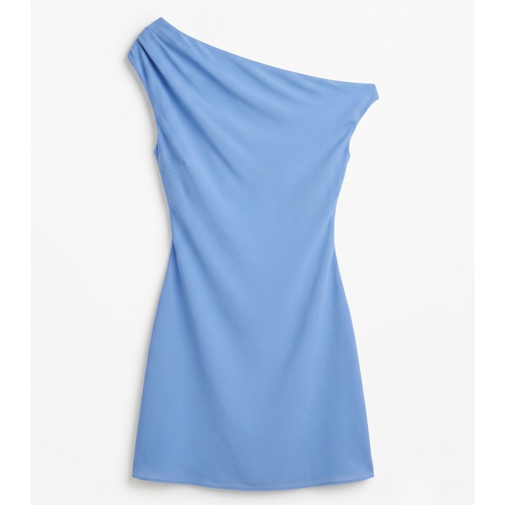 Reformation Cowl Neck Sleeveless Mini Dress Womens Size 8 Blue Crepe Sustainable - Picture 2 of 14